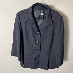 Sharon Young Coat Sz XL Dark Gray Black Collared Blazer EUC